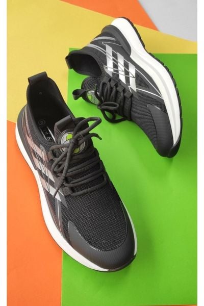 Siyah - Erkek Bağcık Detaylı Sneaker