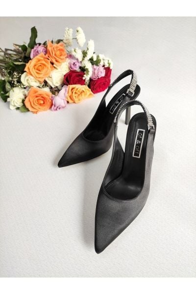 Kadın Saten Taş Detay Stiletto