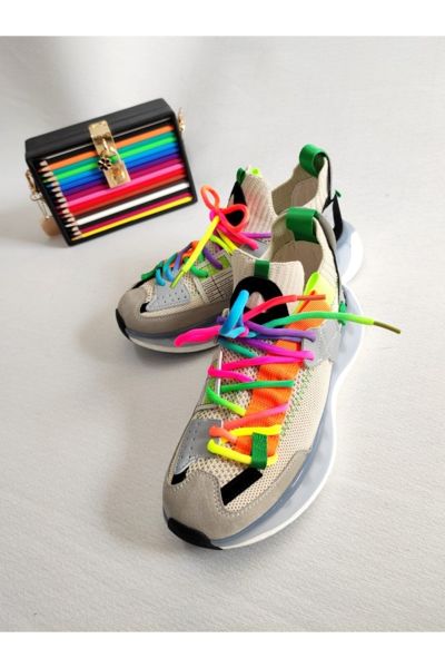 KADIN İTHAL RENKLİ BAĞCIKLI SNEAKER